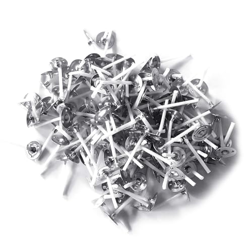 Illkjasfc 200 Stück Baumwolldochte mit Metallhalte-Tabs für kreative Herstellung von Zubehör und Heimdekoration von Illkjasfc