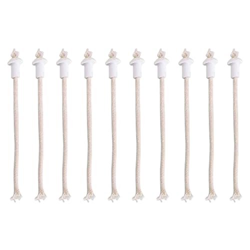 Illkjasfc Baumwollkordeldochte und Keramikhalter für Alkohol/Öllampe, langlebige Flamme, 10-teiliges Set für Labor und Handwerk von Illkjasfc