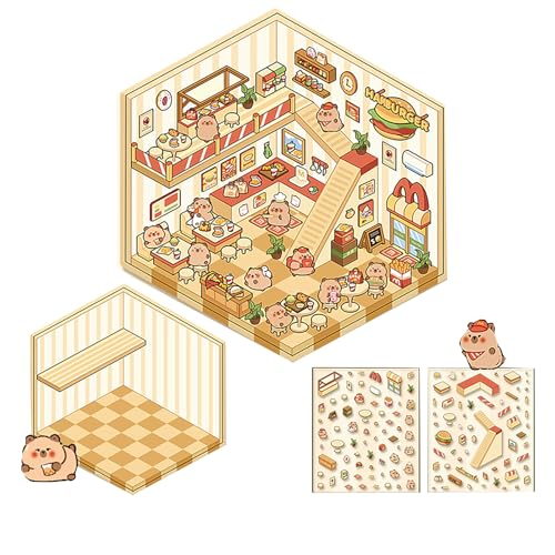 Illkjasfc Cartoon-Haus-Szenen-Aufkleber, 3D-Hausbäckerei, Minimart-Teehaus-Landschaft, Aufkleber für Kinder, Erwachsene, Scrapbooking, Tagebuch, Album Illkjasfc Cartoon-Haus-Szenen-Aufkleber, 3D-Hausbäckerei, Minimart-Teehaus-Landschaft, Aufkleber für Kinder, Erwachsene, Scrapbooking, Tagebuch, Album von Illkjasfc