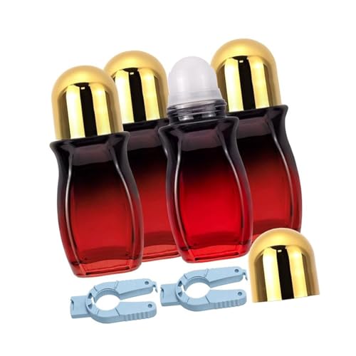Illkjasfc Glas-Rollerflaschen mit goldfarbenen Kappen, glatter Applikator für Duftöle, 50 ml, 4 Stück Illkjasfc Glas-Rollerflaschen mit goldfarbenen Kappen, glatter Applikator für Duftöle, 50 ml, 4 Stück von Illkjasfc