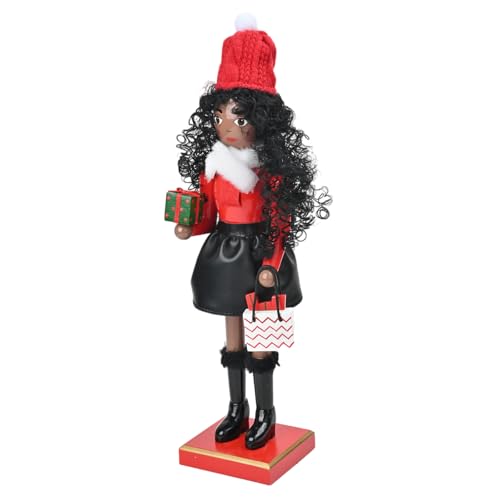Illkjasfc Holiday Shopping Lady Nussknacker mit lockigem Haar, Holzfigur, Weihnachtsfigur, Ornament, Tischregal, Dekoration Illkjasfc Holiday Shopping Lady Nussknacker mit lockigem Haar, Holzfigur, Weihnachtsfigur, Ornament, Tischregal, Dekoration von Illkjasfc