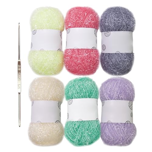 Illkjasfc Peelinggarn, Häkelgarn, handgefertigtes Garn, funkelnd, Geschirrpeeling, Garn, Basteln, Nähzubehör für Strickbegeisterte Illkjasfc Peelinggarn, Häkelgarn, handgefertigtes Garn, funkelnd, Geschirrpeeling, Garn, Basteln, Nähzubehör für Strickbegeisterte von Illkjasfc
