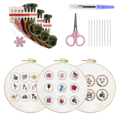 Illkjasfc Stickset, Blumenkreuze, Stickerei-Set, Stickerei-Starter-Set mit Blumenmuster, Stickerei-Set Illkjasfc Stickset, Blumenkreuze, Stickerei-Set, Stickerei-Starter-Set mit Blumenmuster, Stickerei-Set von Illkjasfc