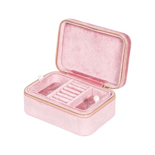 Illkjasfc Stilvolle Schmuckschatulle, doppellagig, Reiseringbox, weicher Samt, elegante Schmuckschatulle für Damen-Accessoires Illkjasfc Stilvolle Schmuckschatulle, doppellagig, Reiseringbox, weicher Samt, elegante Schmuckschatulle für Damen-Accessoires von Illkjasfc