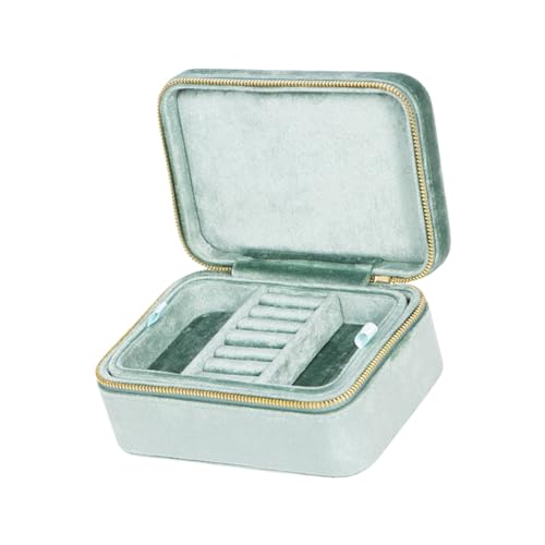 Illkjasfc Stilvolle Schmuckschatulle, doppellagig, Reiseringbox, weicher Samt, elegante Schmuckschatulle für Damen-Accessoires Illkjasfc Stilvolle Schmuckschatulle, doppellagig, Reiseringbox, weicher Samt, elegante Schmuckschatulle für Damen-Accessoires von Illkjasfc
