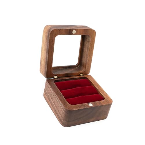 Illkjasfc Tragbare Schmuckschatulle aus Holz für Ringe, handgefertigte Holz-Schmuck-Aufbewahrungsbox, Ständer für Ringe und Schmuck-Display Illkjasfc Tragbare Schmuckschatulle aus Holz für Ringe, handgefertigte Holz-Schmuck-Aufbewahrungsbox, Ständer für Ringe und Schmuck-Display von Illkjasfc