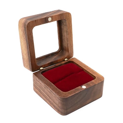 Illkjasfc Tragbare Schmuckschatulle aus Holz für Ringe, handgefertigte Holz-Schmuck-Aufbewahrungsbox, Ständer für Ringe und Schmuck-Display Illkjasfc Tragbare Schmuckschatulle aus Holz für Ringe, handgefertigte Holz-Schmuck-Aufbewahrungsbox, Ständer für Ringe und Schmuck-Display von Illkjasfc