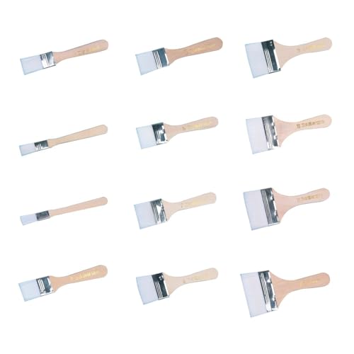 Kreative breite, flache Pinsel-Kits, 12 Einheiten, weiche Nylonborsten für Kunst- und Heimwerker-Projekte, feine Kunstmalerei Kreative breite, flache Pinsel-Kits, 12 Einheiten, weiche Nylonborsten für Kunst- und Heimwerker-Projekte, feine Kunstmalerei von Illkjasfc