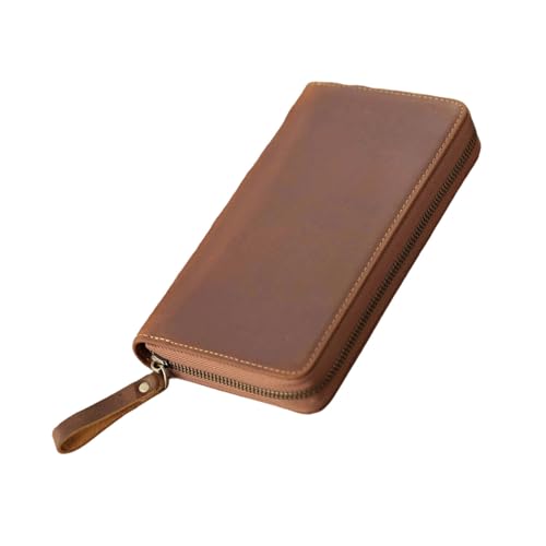 Leder-Notizbuchhülle mit Reißverschluss, mit 3 Stiftschlitzen, für 18 x 8 cm (7,28 x 3,54 Zoll) Notizbuch-Planer, Tagebuch, Schutzhülle von Illkjasfc