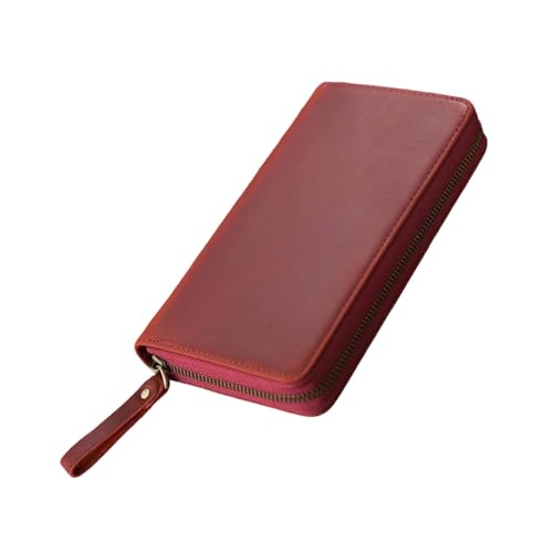 Leder-Notizbuchhülle mit Reißverschluss, mit 3 Stiftschlitzen, für 18 x 8 cm (7,28 x 3,54 Zoll) Notizbuch-Planer, Tagebuch, Schutzhülle von Illkjasfc