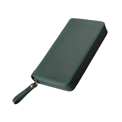 Leder-Notizbuchhülle mit Reißverschluss, mit 3 Stiftschlitzen, für 18 x 8 cm (7,28 x 3,54 Zoll) Notizbuch-Planer, Tagebuch, Schutzhülle von Illkjasfc