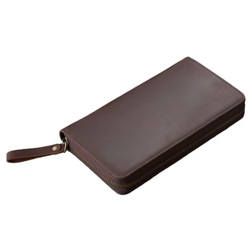 Leder-Notizbuchhülle mit Reißverschluss, mit 3 Stiftschlitzen, für 18 x 8 cm (7,28 x 3,54 Zoll) Notizbuch-Planer, Tagebuch, Schutzhülle von Illkjasfc