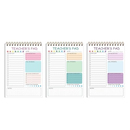 Lehrer-Notizblöcke, 50 Blatt, undatiert, Tagesplaner, Checkliste, Notizblöcke, Schreibblock, 14 x 21 cm, für die tägliche Planung, 3 Stück Lehrer-Notizblöcke, 50 Blatt, undatiert, Tagesplaner, Checkliste, Notizblöcke, Schreibblock, 14 x 21 cm, für die tägliche Planung, 3 Stück von Illkjasfc