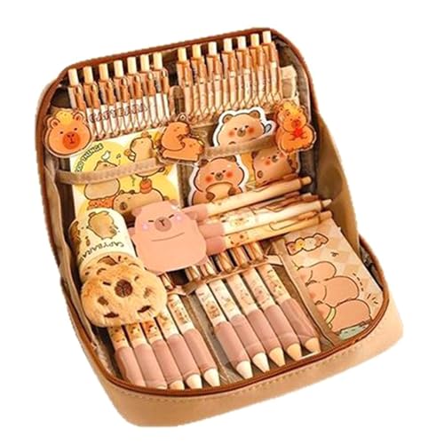 Schreibwaren für Schüler und Schule, mit großem Federmäppchen, Radiergummi, Lineal, Clip, Schlüsselanhänger, Haftnotizen, Aufkleber, Capybara, Studenten, 21 Stück Schreibwaren für Schüler und Schule, mit großem Federmäppchen, Radiergummi, Lineal, Clip, Schlüsselanhänger, Haftnotizen, Aufkleber, Capybara, Studenten, 21 Stück von Illkjasfc