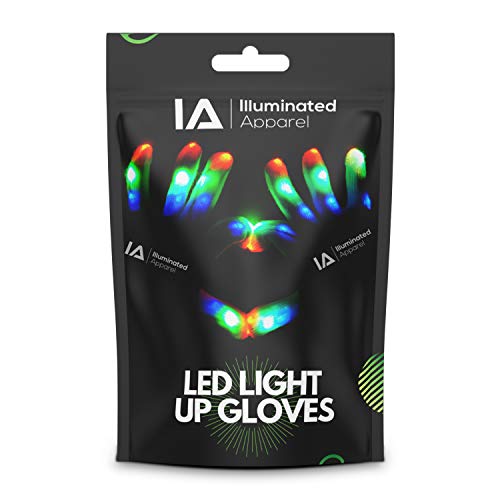 Illuminated Apparel Kinder-Handschuhe mit LED-Licht, blinkend, für Halloween-Party, Festival, Schwarz , 14+ Years von Illuminated Apparel
