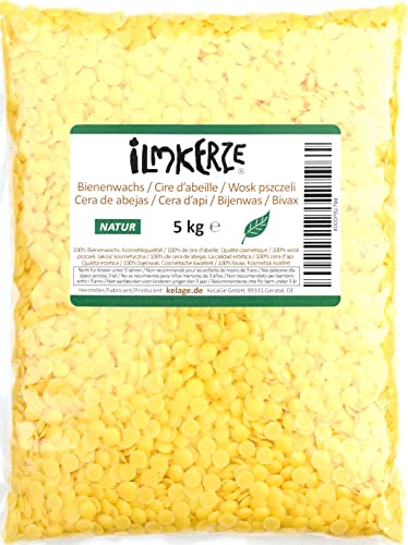 Ilmkerze® Bienenwachs Pastillen gelb 5 kg | Natur | ideal für Kosmetik Seifen Salben Wachstücher Kerzen Formkerzen Ziehkerzen Kerzengießen von Ilmkerze