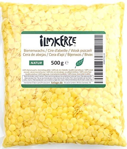 Ilmkerze® Bienenwachs Pastillen gelb 500 g | Natur | ideal für Kosmetik Seifen Salben Wachstücher Kerzen Formkerzen Ziehkerzen Kerzengießen von Ilmkerze