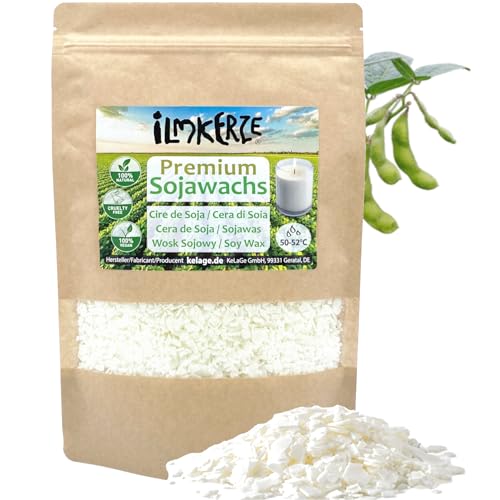 Ilmkerze® Premium Sojawachs Flocken 2 kg | für Kerzen DIY | natürlich | nachhaltig | palmölfrei | Verschiedene Größen von Ilmkerze