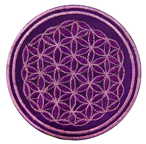 ImZauberwald Blume des Lebens Aufnäher violett lila (≈9cm Patch, Heilige Geometrie, UV aktiv) flower of life Drunvalo Melchizedek fol-v-lila von ImZauberwald