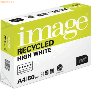 5 x Image Kopierpapier Image Recycled High White 80g/qm A4 VE=500 Blat von Image