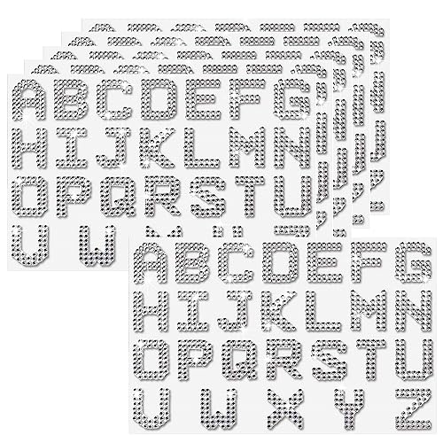 156 Stück silberne Strass-Buchstaben-Aufkleber, 6 Bögen, Glitzer, selbstklebende Diamant-Alphabet-Aufkleber, glitzernde Kristall-Buchstaben, zum Aufbügeln für Bastelarbeiten, Kleidung, Dekoration von Imeepa