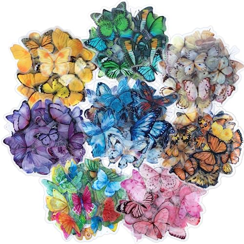 320 Stück Schmetterlings-Aufkleber-Set, transparent, bunt, Schmetterlings-Harz-Aufkleber, PET, Vintage, dekorative Aufkleber für Sammelalbum, DIY, Kunsthandwerk, Bullet, Handyhüllen, Laptops 320 Stück Schmetterlings-Aufkleber-Set, transparent, bunt, Schmetterlings-Harz-Aufkleber, PET, Vintage, dekorative Aufkleber für Sammelalbum, DIY, Kunsthandwerk, Bullet, Handyhüllen, Laptops von Imeepa