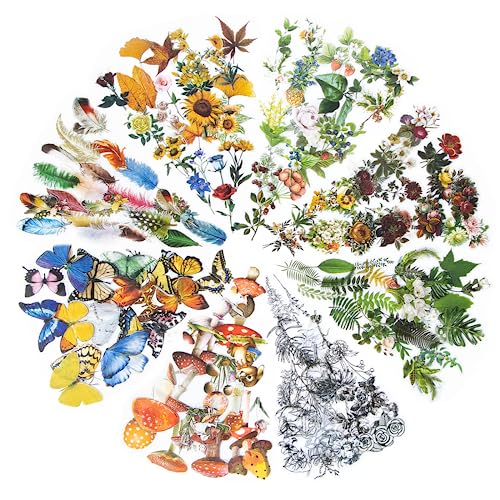 480 Stück Pflanzen-Scrapbooking-Aufkleber, 8er-Serie, Naturthema, transparente Aufkleber, wasserdichte Blumen, Pilz, Schmetterling, Feder-Aufkleber für Scrapbooking, Tagebuch, DIY, Handwerk, Planer 480 Stück Pflanzen-Scrapbooking-Aufkleber, 8er-Serie, Naturthema, transparente Aufkleber, wasserdichte Blumen, Pilz, Schmetterling, Feder-Aufkleber für Scrapbooking, Tagebuch, DIY, Handwerk, Planer von Imeepa
