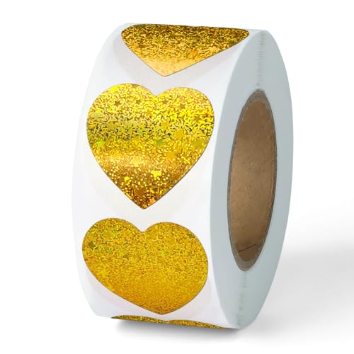 500 Stück Gold Glitzer Herz Aufkleber, 2,5 cm Liebesform Etiketten, Selbstklebende Herzaufkleber für Muttertag, Valentinstag, Umschläge, Hochzeit, Basteln, Scrapbooking, Geschenk 500 Stück Gold Glitzer Herz Aufkleber, 2,5 cm Liebesform Etiketten, Selbstklebende Herzaufkleber für Muttertag, Valentinstag, Umschläge, Hochzeit, Basteln, Scrapbooking, Geschenk von Imeepa