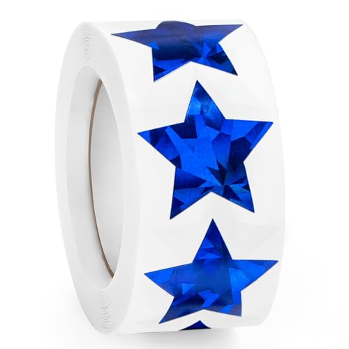 500 Stück holografische blaue Stern-Aufkleber, 2,5 cm, selbstklebende metallische Glitzer-Folienaufkleber, glitzernde Stern-Aufkleber, Belohnung, Verhaltenstabelle Etiketten für Kinder, Studenten von Imeepa