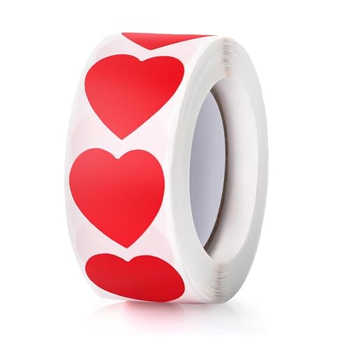 500 Stück rote Herz-Aufkleber, 2,5 cm Valentinstag Liebesform Etiketten, selbstklebende Herzaufkleber für Muttertag, Umschläge, Hochzeit, Basteln, Scrapbooking, Geschenk, Auszeichnungstabellen (rot) 500 Stück rote Herz-Aufkleber, 2,5 cm Valentinstag Liebesform Etiketten, selbstklebende Herzaufkleber für Muttertag, Umschläge, Hochzeit, Basteln, Scrapbooking, Geschenk, Auszeichnungstabellen (rot) von Imeepa