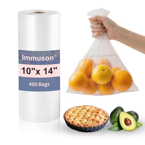 Immuson Plastikbeutel für Lebensmittel, 25,4 x 35,6 cm, transparent, für Küche, Obst, Gemüse, Reiseverpackung und Aufbewahrung (1 Rolle = 400 Beutel) von Immuson