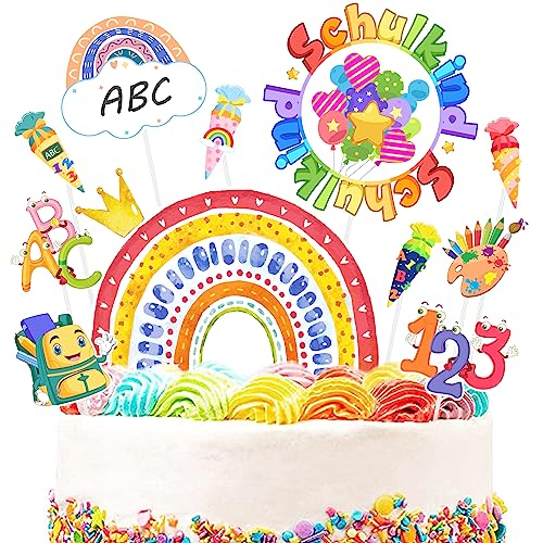 ImnBest Schulanfang Tortendeko, Tortendeko Einschulung - Cupcake Topper Dekorationen Kuchendeko Schulanfang, für Schulkind Junge Mädchen Geschenk und Tortendeko Schulanfang Party Deko. (farbig) von ImnBest