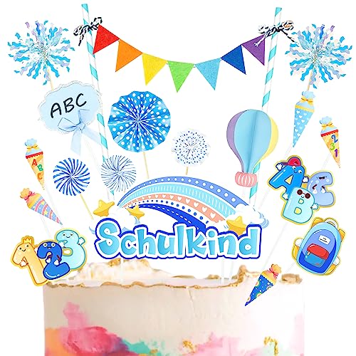 ImnBest Schulanfang Tortendeko, Tortendeko Einschulung - Cupcake Topper Dekorationen Kuchendeko Schulanfang, für Schulkind Junge Mädchen Geschenk und Tortendeko Schulanfang Party Deko. von ImnBest