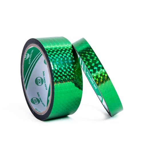 Imoumou 1 stück Laser Deko Klebeband Hologramm Klebeband Tape Dekoband für DIY Hula Hoop Gestaltung Dekoration Hochzeit Renovierung (Lasergrün, 2.4cm*50m) von Imoumou
