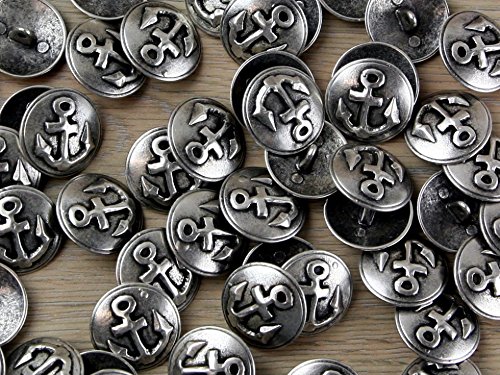 Impex Metallknöpfe, rund, silberfarben, 1 Stück von Impex