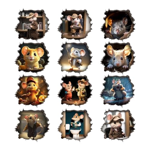 Imtrub 12 Stück Leuchtaufkleber Lustige Wandtattoo, Interessantes Mausloch Wandtattoo Maus in einem Loch, Realistische PVC Wandsticker Aufkleber für Haus Wohnzimmer Bücherregal Imtrub 12 Stück Leuchtaufkleber Lustige Wandtattoo, Interessantes Mausloch Wandtattoo Maus in einem Loch, Realistische PVC Wandsticker Aufkleber für Haus Wohnzimmer Bücherregal von Imtrub