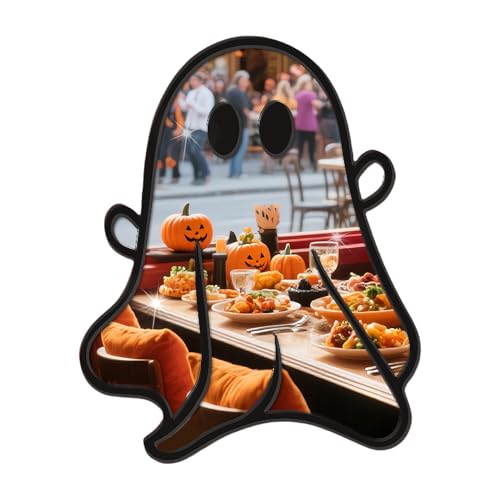 Imtrub Halloween-Aufkleber, Halloween-Aufkleber, spiegelnder Effekt, Holz-Kürbis-Schild für den Außenbereich, Wohnheim, Horror-Party, Spukhaus von Imtrub