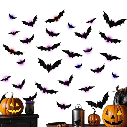 Imtrub Halloween-Fledermaus-Aufkleber, gruselige 3D-Halloween-Fensterlichter, saisonale Dekorationen für Gepäck, Hof, Klassenzimmer, Tür, Schlafzimmer, , Party, Fenster, Büros, Autos von Imtrub