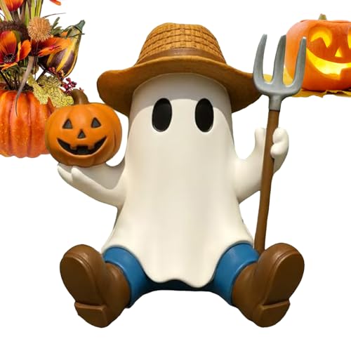 Imtrub Halloween-Geisterstatue, Kunstharz, Halloween-Sportgeist, Schreibtisch-Dekoration, gruselige Skulptur, niedliche Heimdekoration für Urlaub, Geburtstag, Party, Terrasse, , Schreibtisch von Imtrub