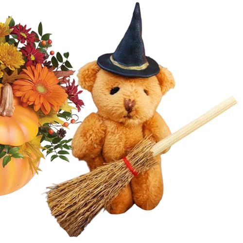 Imtrub Hexenbär-Miniatur – Halloween-Miniatur-Bär, Hexen-Thema, saisonale Desktop-Dekoration mit Kürbis für Esstisch, Nachttisch, Zuhause, Wohnheim, Spukhaus von Imtrub