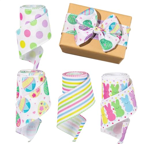 Imtrub Osterband mit Draht, 4 x Haseneier bedrucktes -Geschenkband – dekorative Festival-Geschenkrollen Imtrub Osterband mit Draht, 4 x Haseneier bedrucktes -Geschenkband – dekorative Festival-Geschenkrollen von Imtrub