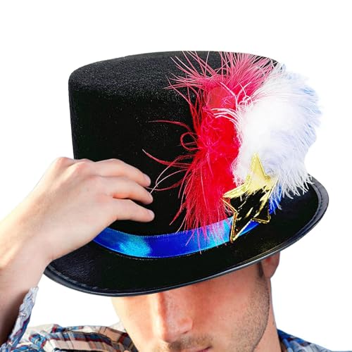 Imtrub Patriotischer Zylinderhut, 4. Juli, Stern, rot, weiß, blau, Federhut, festlicher Kopfschmuck, lustige Karnevals-Kopfbedeckung, Urlaubsparade-Requisite, Kostümzubehör für Damen und Herren Imtrub Patriotischer Zylinderhut, 4. Juli, Stern, rot, weiß, blau, Federhut, festlicher Kopfschmuck, lustige Karnevals-Kopfbedeckung, Urlaubsparade-Requisite, Kostümzubehör für Damen und Herren von Imtrub