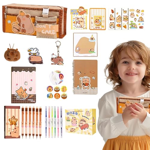 Imtrub Schreibwaren-Set für Kinder, Schulmäppchen mit Fächern – Schulbedarf für Schüler, inklusive Notizbücher, Haftnotizen, Aufkleber, Federmäppchen und mehr von Imtrub