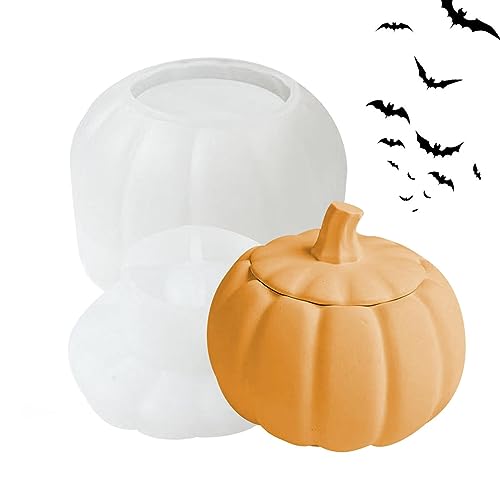 Imtrub kürbis Silikonform Gießform Kürbis Kerzenhalter mit Deckel, Halloween Silikon Gießform Epoxidharz, Storage Box Resin Mold, Kürbis Epoxid Form für Halloween Kerzenhalter Schmuck Schachtel von Imtrub