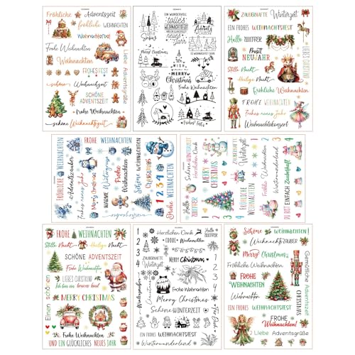 Imtrub Weihnachtsaufkleber zum Basteln – Weihnachtswörter zum Aufreiben von Transfers zum Basteln, dekorative Aufkleber für Klassenzimmermöbel, Laptop, Wandgläser, Wasserflasche, Klemmbrett, Büro von Imtrub