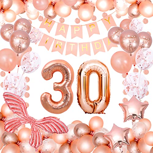 30 Geburtstag Frauen,Luftballon 30 Geburtstagsdeko Rosegold Deko.Happy Birthday Banner Geburtstag Ballons 30.Party Deko Luftballon Birthday Decorations von InStarryWinter