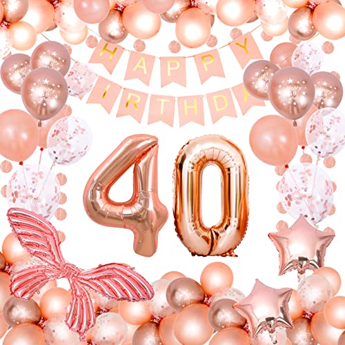40 Geburtstag Frauen,Luftballon 40 Geburtstagsdeko Rosegold Deko.Happy Birthday Banner Geburtstag Ballons 40.Party Deko Luftballon Birthday Decorations von InStarryWinter