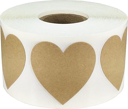 Natürliche Brown Kraft-Herz-Aufkleber Valentinstag Crafting Scrapbooking 1.5 Zoll 500 Adhesive Aufkleber von InStockLabels.com