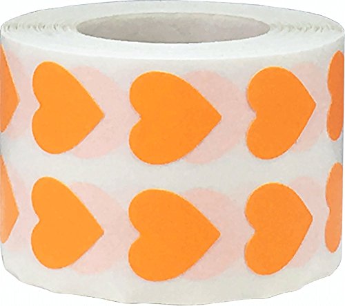 Orange Herz Aufkleber, 13 mm 1/2 Zoll Valentinstag Etiketten 1000 Packung von InStockLabels.com