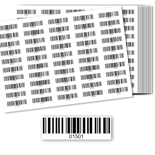 Barcodeetiketten - Inventur Aufkleber DGUV Prüfung Barcode Etiketten 500 Stck - Nummeriert 1-500, 501-1000, 1001-1500, 1501-2000 - Strichcode Elektrotechnik Code128 selbstklebend 50x17mm (01501-02000) von Inae